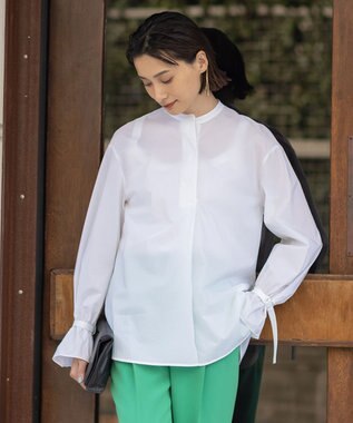  【洗える】エコナイロンストレッチ プルオーバーブラウス