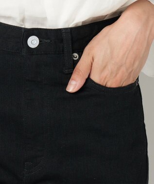 woadblue ＜坪田あさみさんコラボ/ストレッチ＞ブーティフレアデニムパンツ ブラック BLACK