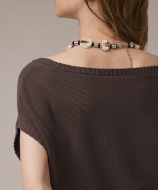 GRACE CONTINENTAL フリンジイレヘムニットトップ チャコール