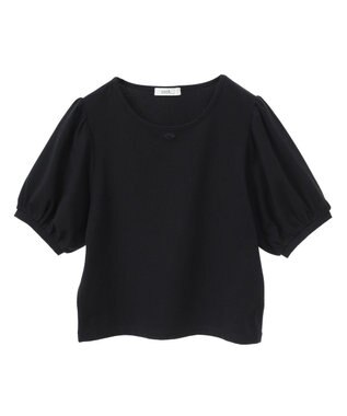 earth music&ecology ロゴプレート付きパフスリーブプルオーバー Black