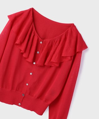 GRACE CONTINENTAL フリルニットカーディガン レッド