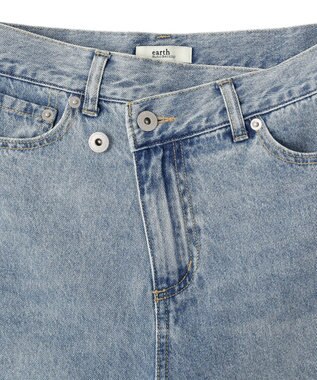 earth music&ecology ウエストアシメデニムパンツ Light Indigo