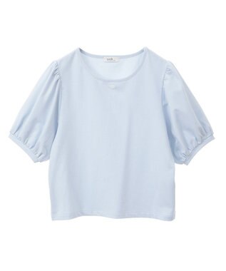 earth music&ecology ロゴプレート付きパフスリーブプルオーバー Sax