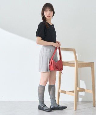 earth music&ecology ロゴプレート付きパフスリーブプルオーバー Black