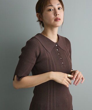 CRAFT STANDARD BOUTIQUE 半袖２ｗａｙリブポロニット Brown