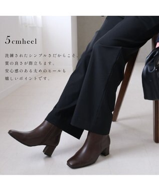 Pointer 【石岡真実さん着用】本革ショートブーツ ダークブラウン