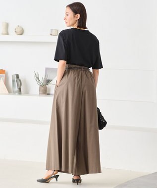 自由区 【XSサイズ～/洗える】ストレッチタイプライター ワイドパンツ ブラウン系