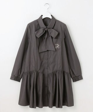 Feroux 【2WAY】リボンタイシャツ ワンピース グレー系