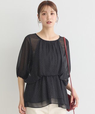 earth music&ecology レイヤードライクドット柄ブラウス