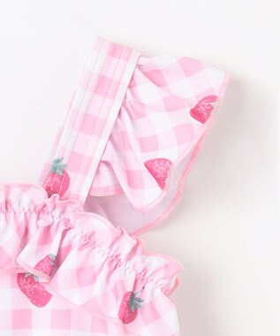 ANY KIDS ギンガム×フルーツ ワンピース水着 ピンク×イチゴ