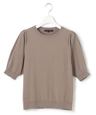 23区 ヴィスコースストレッチ パフスリーブ 半袖 ニット モカ