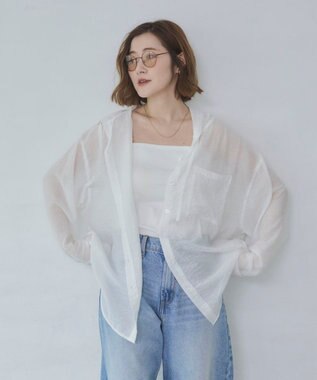 WEGO 【2026年春夏新作】シアーフードシャツ ホワイトアイボリー