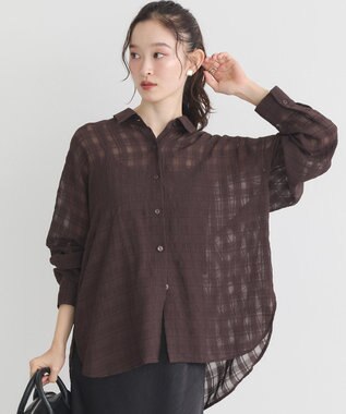 earth music&ecology シャドーチェックシャツ