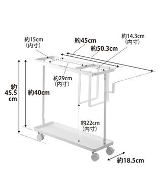 tower キャスター付きフィットネスグッズ収納ラック タワー ホワイト ホワイト