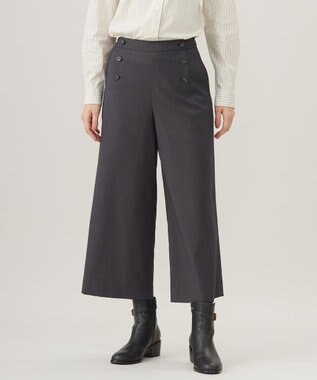 J.PRESS LADIES L 【洗える】T/Rウォッシャブルギャバ マリン パンツ チャコール系