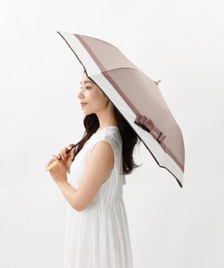 AURORA 【 Beaurance （ビューランス）】サマーシールド　リボン切り継ぎ加工晴雨兼用パラソル（折りたたみ）