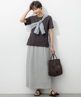 23区 L 【洗える】コンパクトヤーン スムース Tシャツ ブラウン系