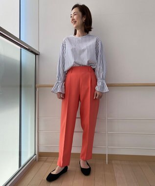 UNFILO 【VERY.3月号掲載/洗える/ストレッチ】ハイウエストカラーパンツ オレンジ