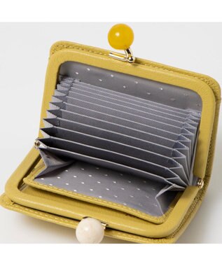 UNBILLION ペルケ perche / アクリル玉ドット刺繍・ジャバラカードウォレット イエロードット