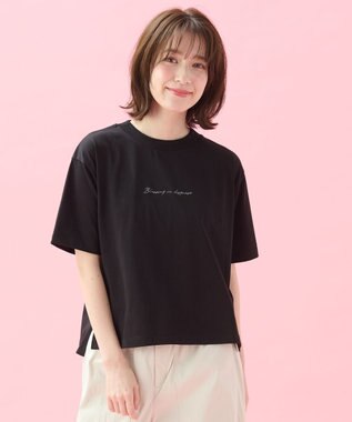 ANY L オーガビッツ刺繍ロゴＴシャツ ブラック