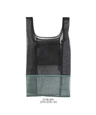ROOTOTE 0376【直営店限定商品：オーガンジーエコバッグ】/ EU.RSルーショッパー.MID.SUK-A 01：ブラック/カーキ