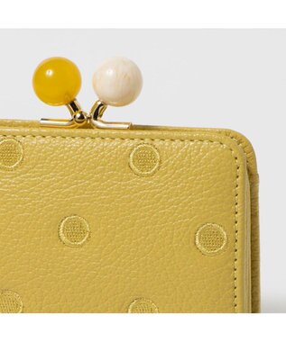 UNBILLION ペルケ perche / アクリル玉ドット刺繍・ジャバラカードウォレット イエロードット