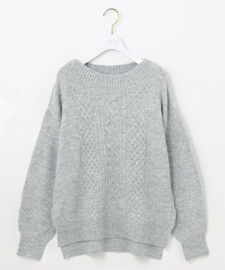 ANY SIS S 【洗える】ラメケーブル ニット ライトグレー