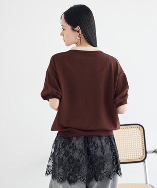 earth music&ecology バイカラーポロニット Brown