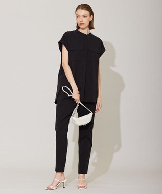 ICB 【接触冷感・UVカット・撥水・洗える】 プルーフ4WAYタフタ ブラウス ブラック系