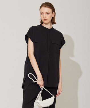 ICB 【接触冷感・UVカット・撥水・洗える】 プルーフ4WAYタフタ ブラウス ブラック系