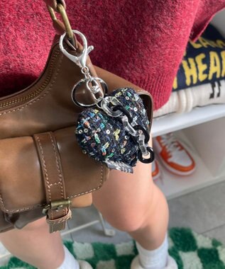 WEGO ツイードビッグハートキーホルダー ブラック