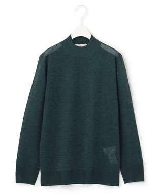 ICB 【洗える】ラメシアー モックネックニット パイングリーン系