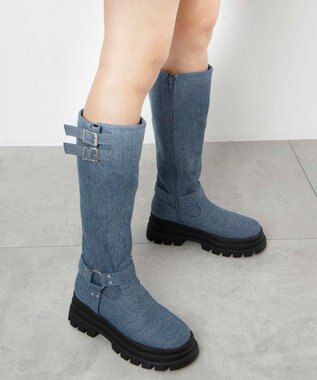 WEGO 厚底エンジニアロングブーツ デニム