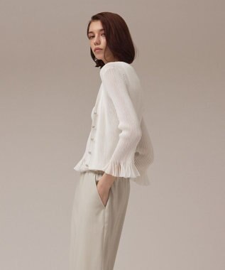 GRACE CONTINENTAL シアーフリルニットカーディガン ホワイト