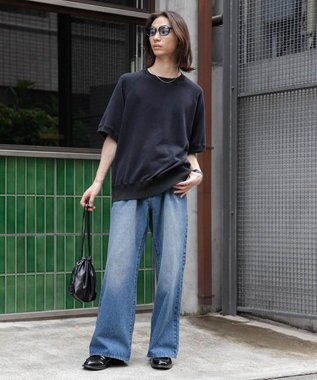 WEGO 【ユニセックス着用ITEM/SMLサイズ展開】デニムルーズフレアパンツ デニム中濃色