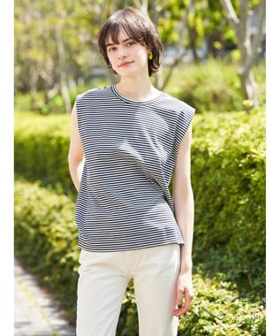 AMERICAN HOLIC ショルダータックノースリーブプルオーバー Border Navy