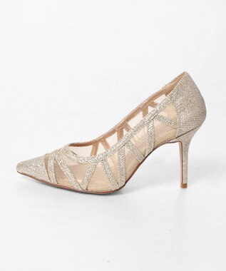 GRACE CONTINENTAL ラインパターンパンプス ゴールド