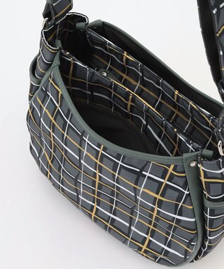 Y'SACCS ドローイングチェックショルダーバッグ グレー