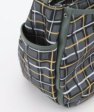 Y'SACCS ドローイングチェックショルダーバッグ グレー