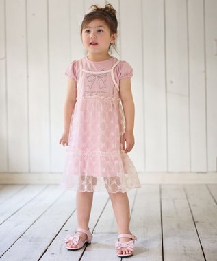 ANY KIDS リボン ヒールサンダル ピンク