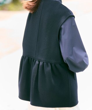 #Newans バックペプラムダブルフェイスジレ ネイビー