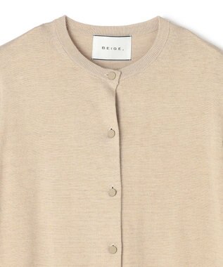 BEIGE， CHLOR / ウールシルク配色クルーネックカーディガン Beige