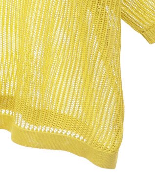 Green Parks テープロゴ透かしニットプルオーバー Yellow