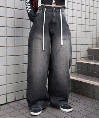 WEGO ヴィンテージウォッシュダブルニーバギーパンツ