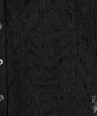 Feroux 【洗える】フラワーレース シャツ ブラック系