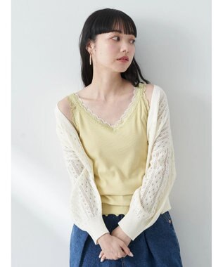 earth music&ecology ダブルレースタンクトップ Yellow