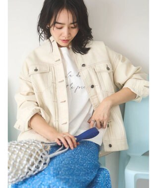 Green Parks ノーカラーカツラギジャケット Ecru