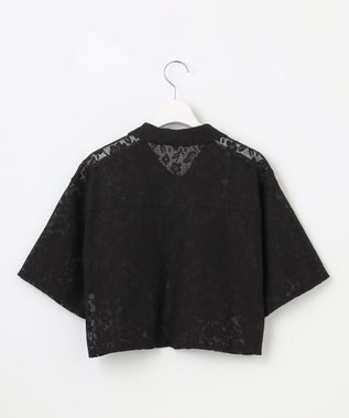 Feroux 【洗える】フラワーレース シャツ ブラック系