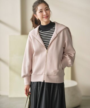 組曲 ダンボールジャージー ジップアップパーカー ピンクベージュ系