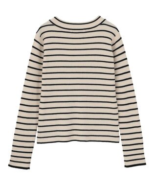 Green Parks ラメライン入りリブニットプルオーバー Border